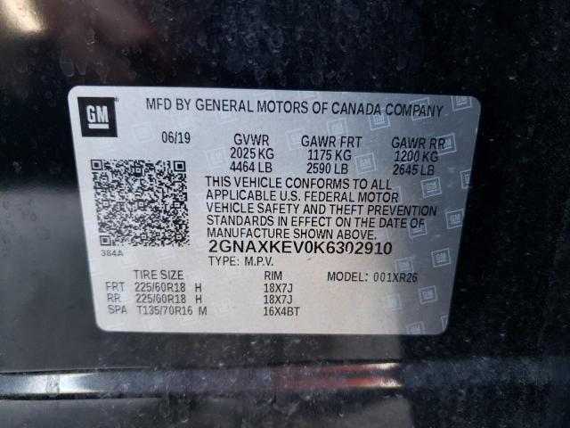 Photo 11 VIN: 2GNAXKEV0K6302910 - CHEVROLET EQUINOX LT 