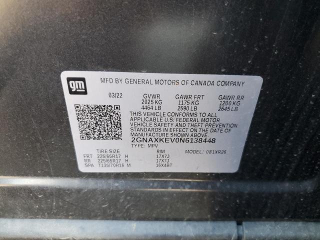 Photo 12 VIN: 2GNAXKEV0N6138448 - CHEVROLET EQUINOX LT 