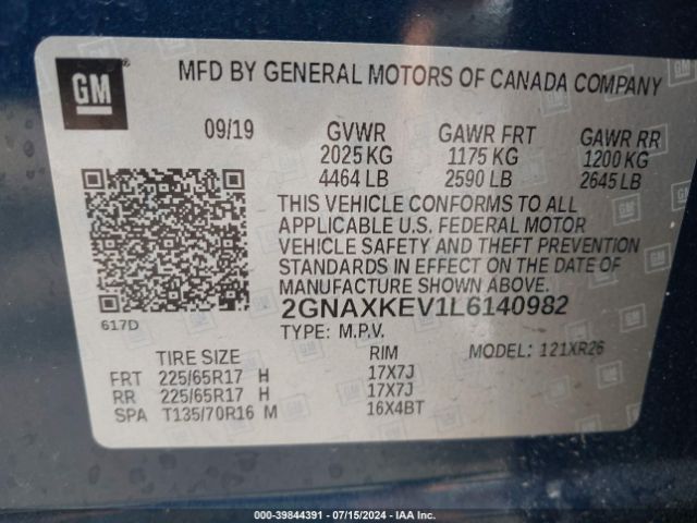 Photo 8 VIN: 2GNAXKEV1L6140982 - CHEVROLET EQUINOX 