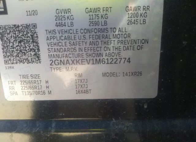 Photo 8 VIN: 2GNAXKEV1M6122774 - CHEVROLET EQUINOX 