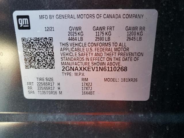 Photo 12 VIN: 2GNAXKEV1N6110268 - CHEVROLET EQUINOX LT 