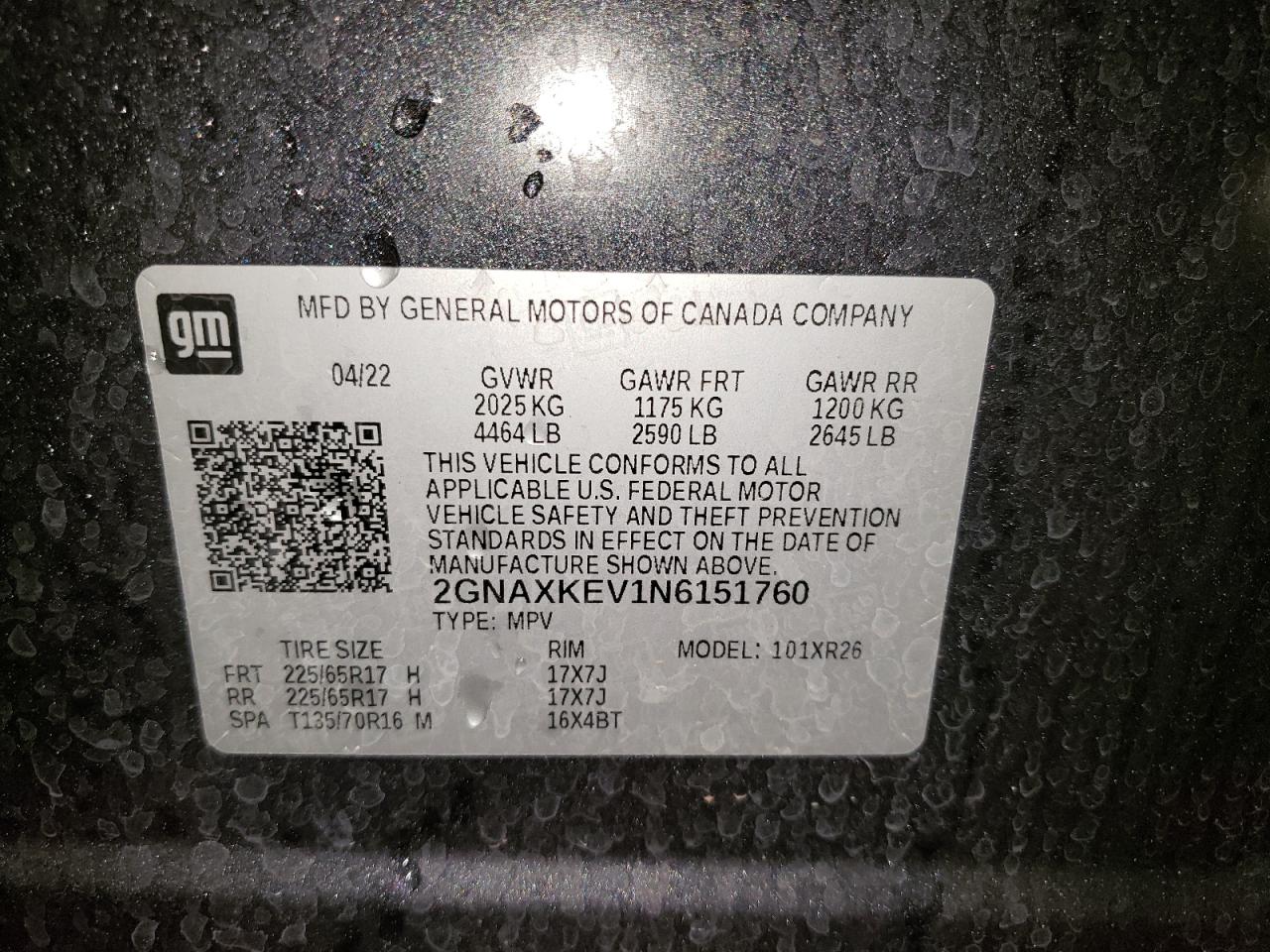 Photo 12 VIN: 2GNAXKEV1N6151760 - CHEVROLET EQUINOX 