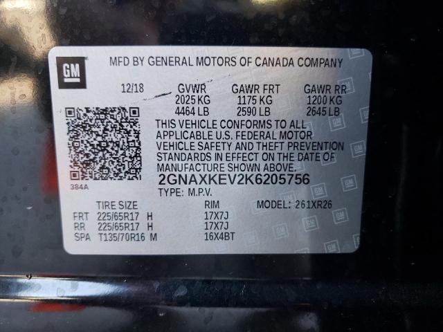 Photo 9 VIN: 2GNAXKEV2K6205756 - CHEVROLET EQUINOX LT 