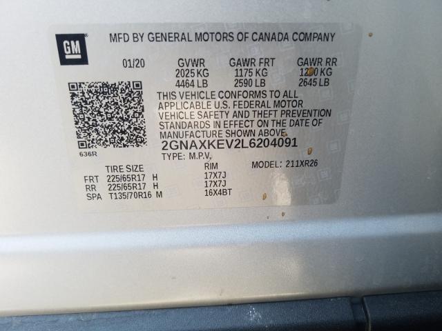 Photo 9 VIN: 2GNAXKEV2L6204091 - CHEVROLET EQUINOX LT 