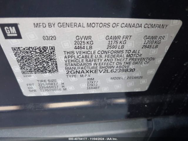 Photo 8 VIN: 2GNAXKEV2L6239830 - CHEVROLET EQUINOX 