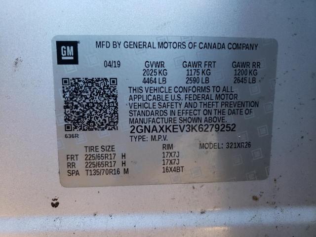 Photo 12 VIN: 2GNAXKEV3K6279252 - CHEVROLET EQUINOX LT 