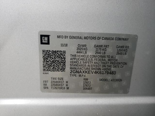 Photo 9 VIN: 2GNAXKEV4K6179483 - CHEVROLET EQUINOX LT 