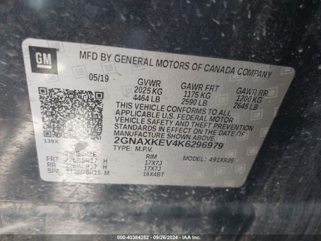 Photo 8 VIN: 2GNAXKEV4K6296979 - CHEVROLET EQUINOX 