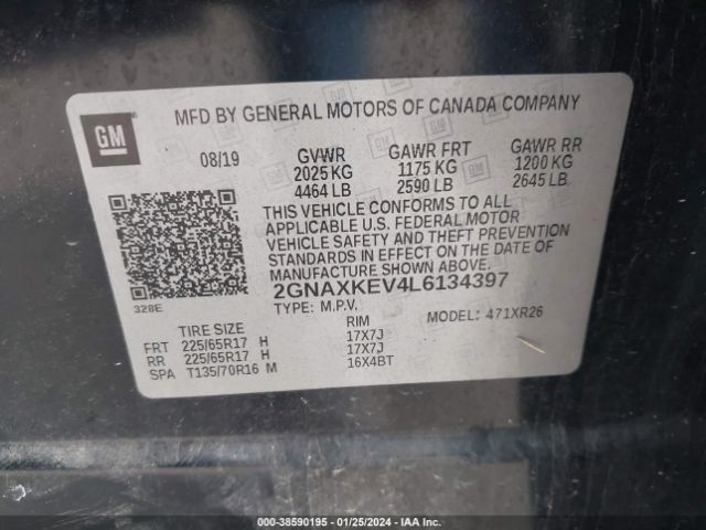 Photo 8 VIN: 2GNAXKEV4L6134397 - CHEVROLET EQUINOX 