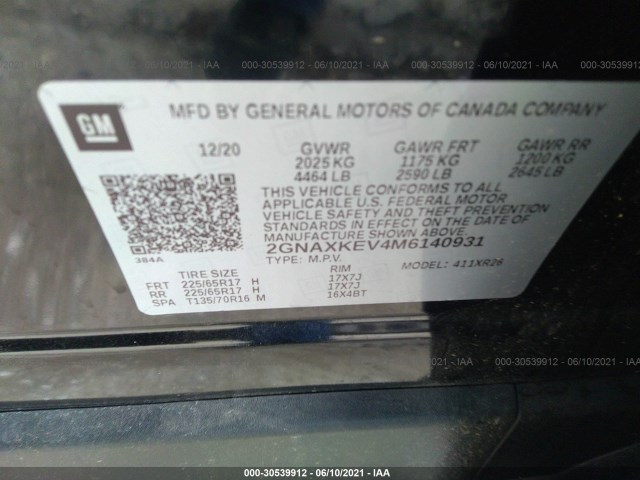 Photo 8 VIN: 2GNAXKEV4M6140931 - CHEVROLET EQUINOX 