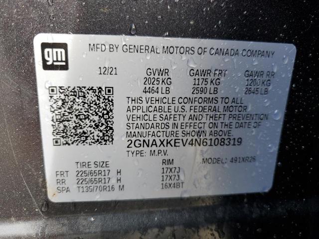 Photo 12 VIN: 2GNAXKEV4N6108319 - CHEVROLET EQUINOX LT 