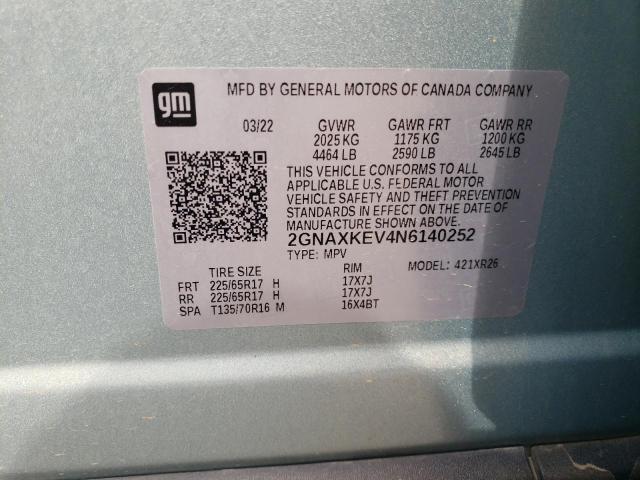 Photo 12 VIN: 2GNAXKEV4N6140252 - CHEVROLET EQUINOX LT 