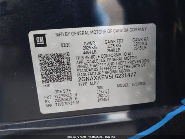 Photo 8 VIN: 2GNAXKEV5L6231477 - CHEVROLET EQUINOX 