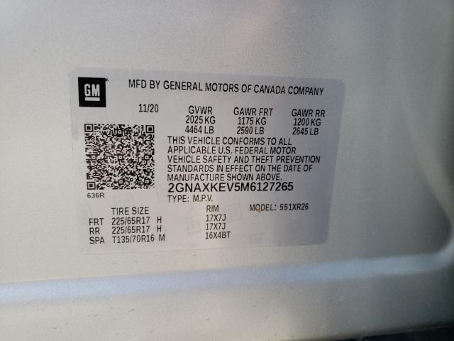 Photo 9 VIN: 2GNAXKEV5M6127265 - CHEVROLET EQUINOX LT 