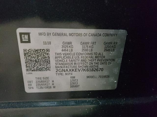 Photo 9 VIN: 2GNAXKEV7K6182670 - CHEVROLET EQUINOX LT 