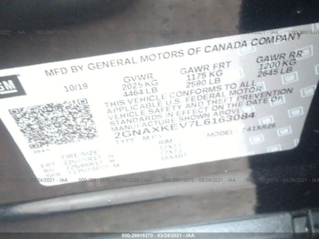 Photo 8 VIN: 2GNAXKEV7L6163084 - CHEVROLET EQUINOX 