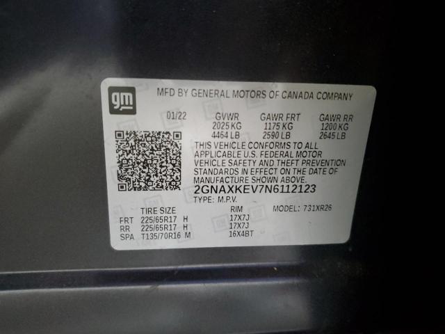 Photo 12 VIN: 2GNAXKEV7N6112123 - CHEVROLET EQUINOX LT 