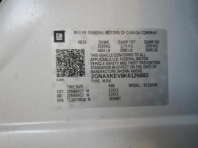 Photo 12 VIN: 2GNAXKEV8K6126883 - CHEVROLET EQUINOX LT 