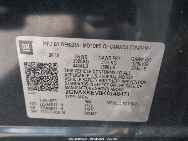 Photo 8 VIN: 2GNAXKEV8K6146471 - CHEVROLET EQUINOX 