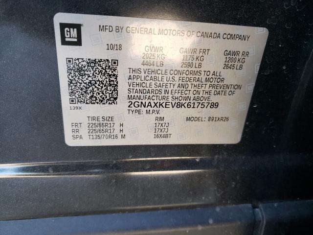 Photo 9 VIN: 2GNAXKEV8K6175789 - CHEVROLET EQUINOX LT 