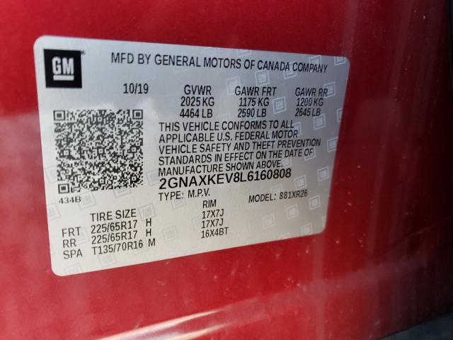 Photo 9 VIN: 2GNAXKEV8L6160808 - CHEVROLET EQUINOX LT 