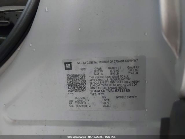 Photo 8 VIN: 2GNAXKEV8L6211269 - CHEVROLET EQUINOX 