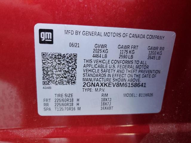 Photo 12 VIN: 2GNAXKEV8M6158641 - CHEVROLET EQUINOX LT 