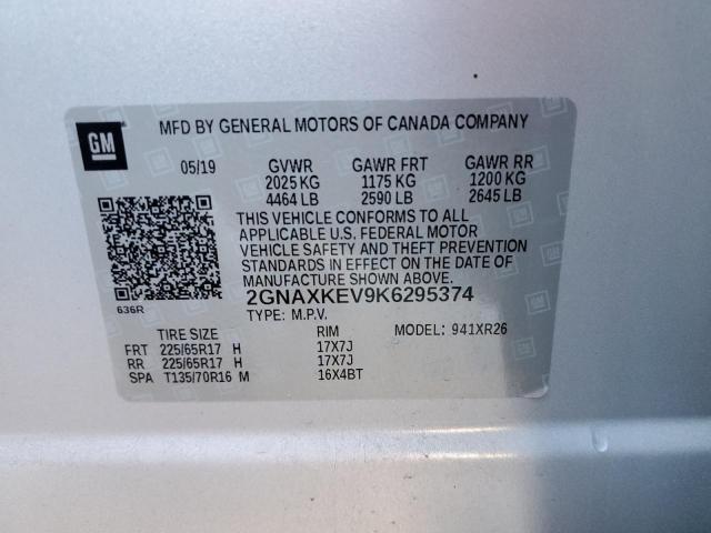 Photo 11 VIN: 2GNAXKEV9K6295374 - CHEVROLET EQUINOX LT 