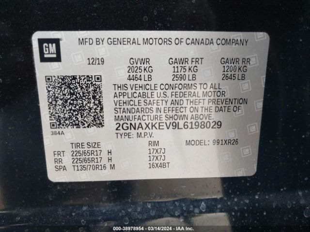 Photo 8 VIN: 2GNAXKEV9L6198029 - CHEVROLET EQUINOX 