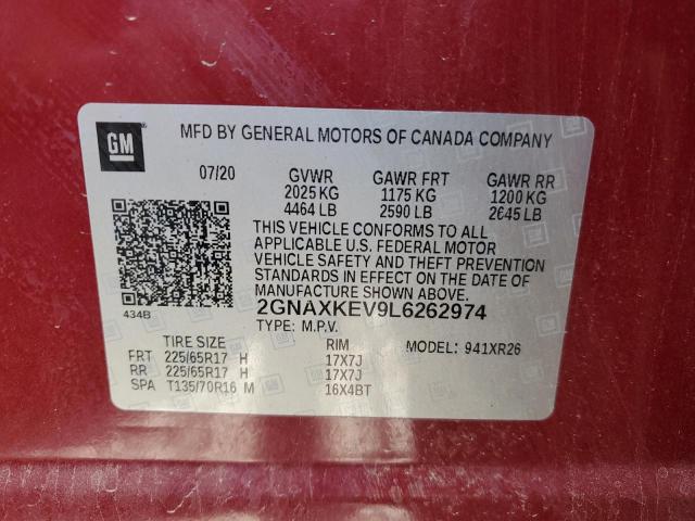 Photo 12 VIN: 2GNAXKEV9L6262974 - CHEVROLET EQUINOX LT 