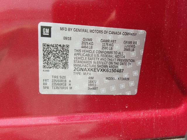 Photo 9 VIN: 2GNAXKEVXK6150487 - CHEVROLET EQUINOX LT 