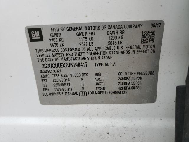 Photo 11 VIN: 2GNAXKEX2J6190417 - CHEVROLET EQUINOX 