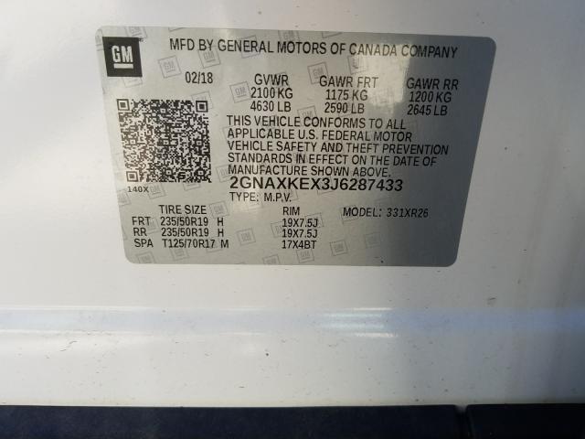 Photo 9 VIN: 2GNAXKEX3J6287433 - CHEVROLET EQUINOX LT 