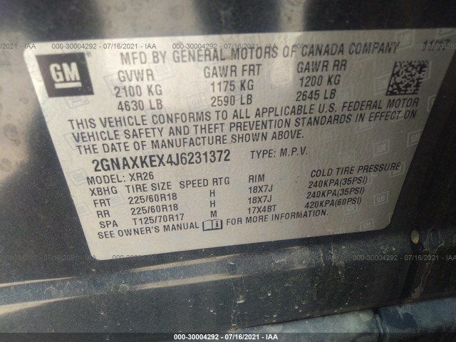 Photo 8 VIN: 2GNAXKEX4J6231372 - CHEVROLET EQUINOX 