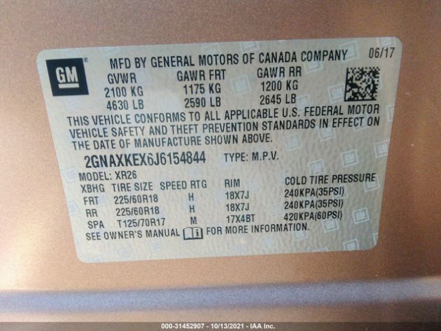 Photo 8 VIN: 2GNAXKEX6J6154844 - CHEVROLET EQUINOX 