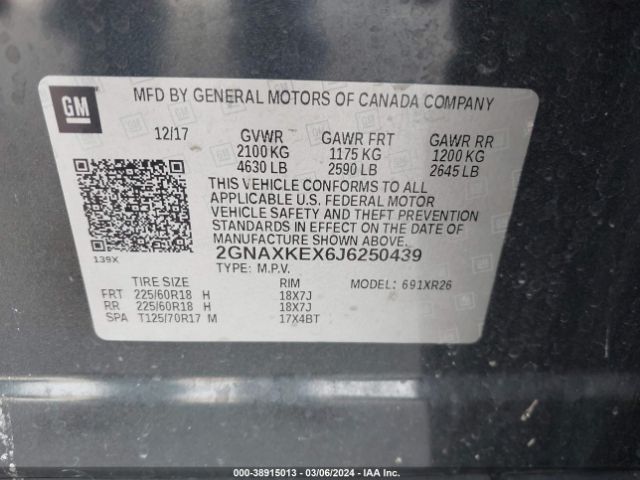 Photo 8 VIN: 2GNAXKEX6J6250439 - CHEVROLET EQUINOX 