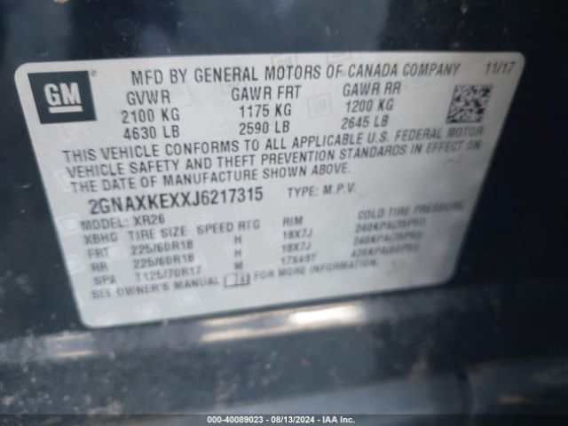 Photo 8 VIN: 2GNAXKEXXJ6217315 - CHEVROLET EQUINOX 