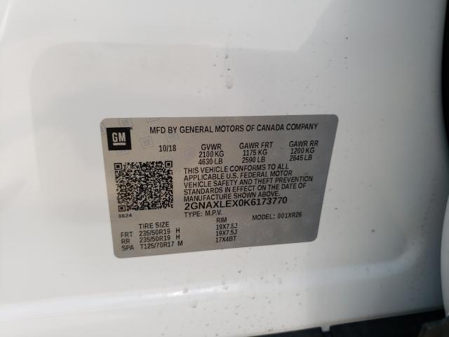 Photo 9 VIN: 2GNAXLEX0K6173770 - CHEVROLET EQUINOX LT 