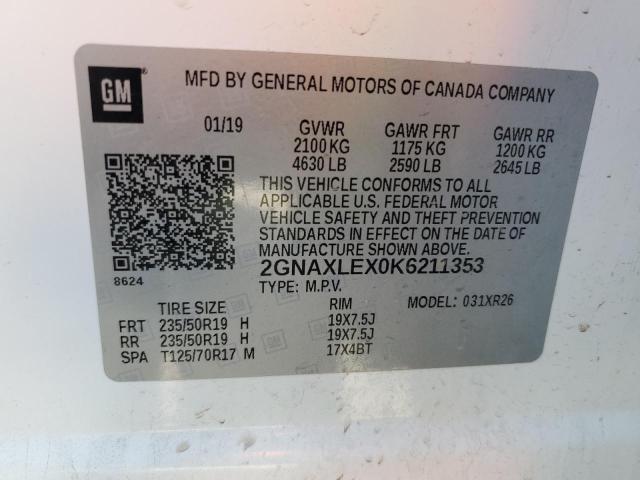 Photo 12 VIN: 2GNAXLEX0K6211353 - CHEVROLET EQUINOX LT 