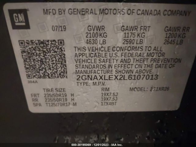 Photo 8 VIN: 2GNAXLEX2L6107013 - CHEVROLET EQUINOX 