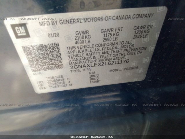 Photo 8 VIN: 2GNAXLEX2L6211176 - CHEVROLET EQUINOX 