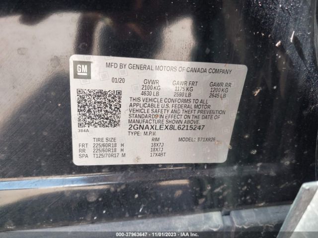 Photo 8 VIN: 2GNAXLEX8L6215247 - CHEVROLET EQUINOX 