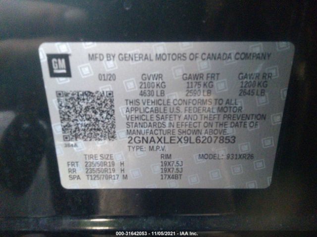 Photo 8 VIN: 2GNAXLEX9L6207853 - CHEVROLET EQUINOX 