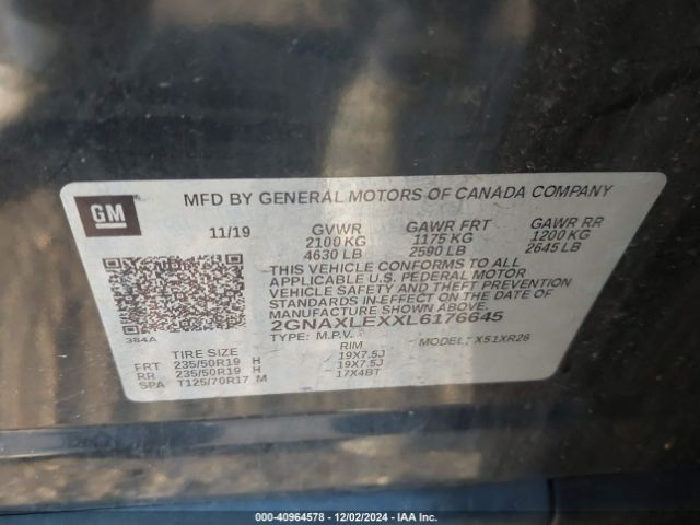 Photo 8 VIN: 2GNAXLEXXL6176645 - CHEVROLET EQUINOX 