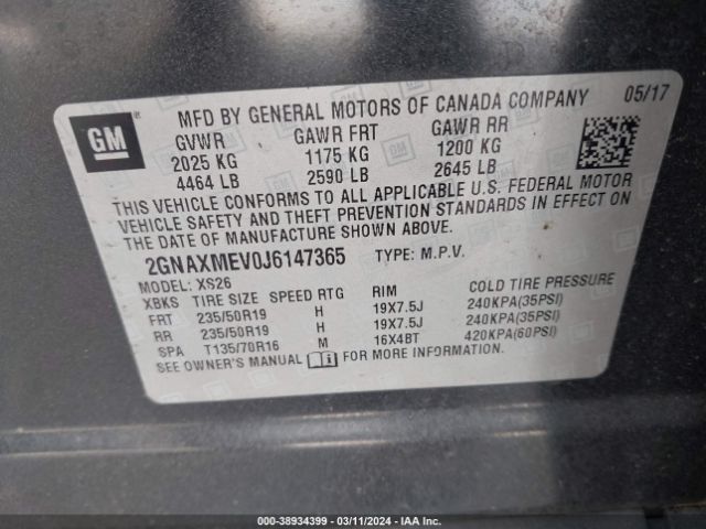 Photo 8 VIN: 2GNAXMEV0J6147365 - CHEVROLET EQUINOX 