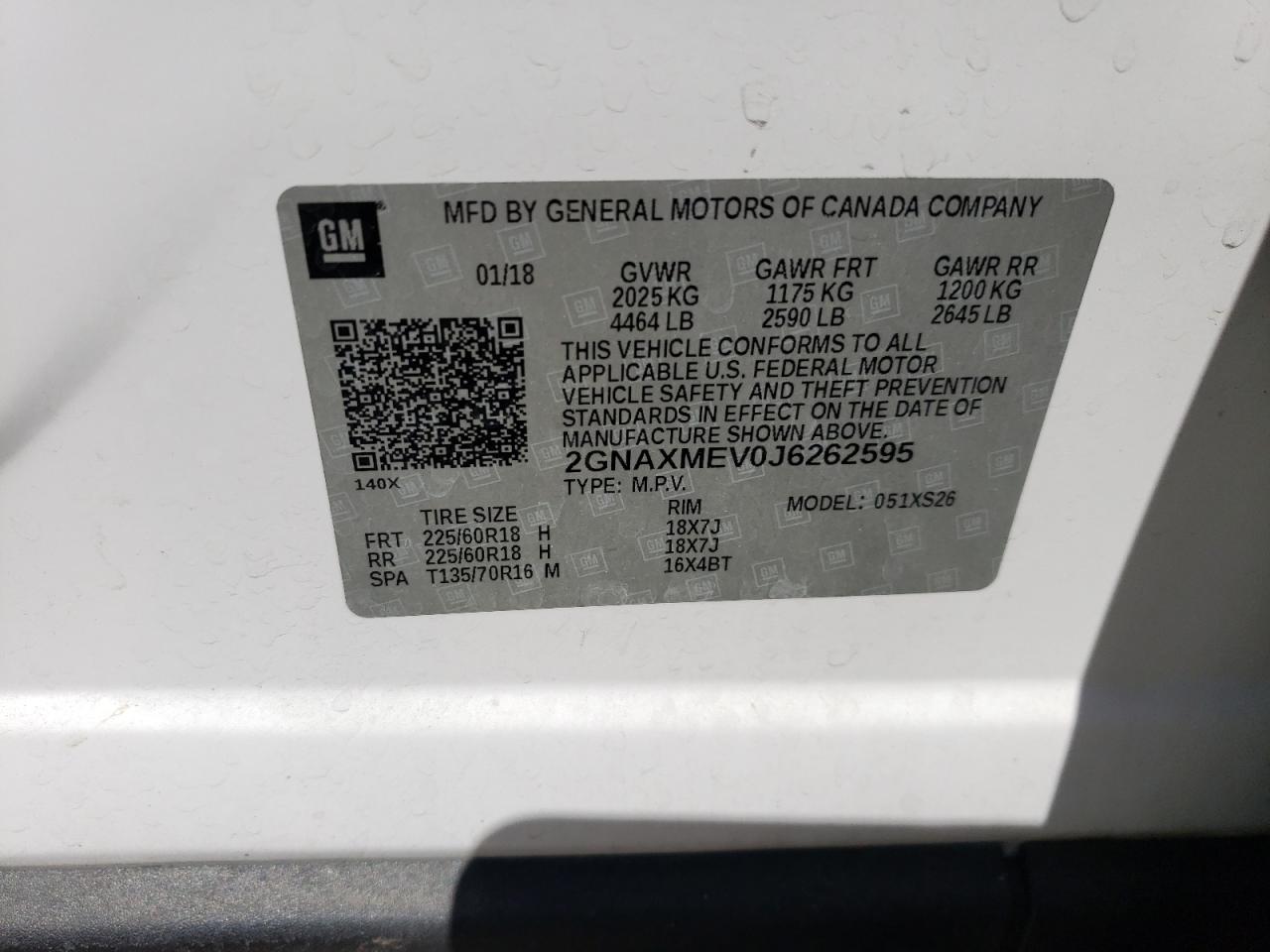 Photo 12 VIN: 2GNAXMEV0J6262595 - CHEVROLET EQUINOX 