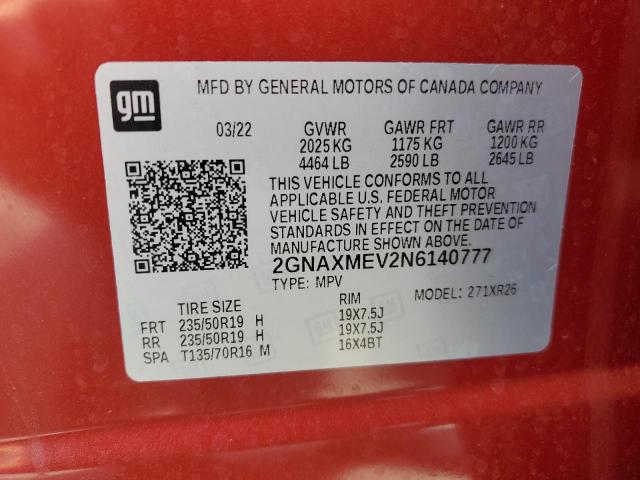 Photo 12 VIN: 2GNAXMEV2N6140777 - CHEVROLET EQUINOX RS 