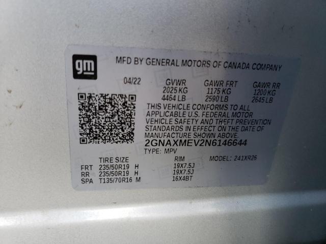 Photo 13 VIN: 2GNAXMEV2N6146644 - CHEVROLET EQUINOX RS 