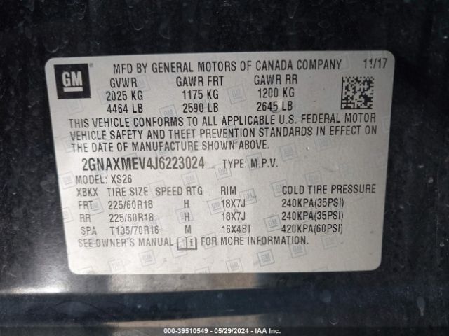 Photo 8 VIN: 2GNAXMEV4J6223024 - CHEVROLET EQUINOX 