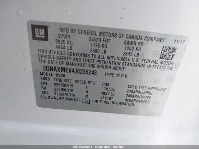 Photo 8 VIN: 2GNAXMEV4J6236243 - CHEVROLET EQUINOX 